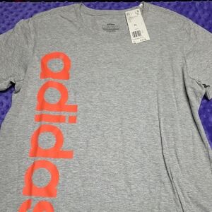adidas Women's Light Gray Short Sleeve Tee with Orange Side Logo